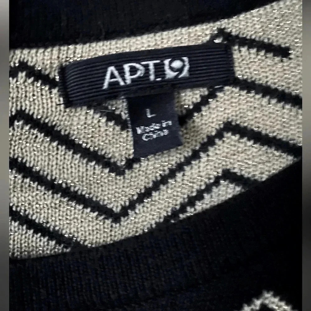 Apt 9 Black And Gold Zigzag Patterned Sweater Dre… - image 5